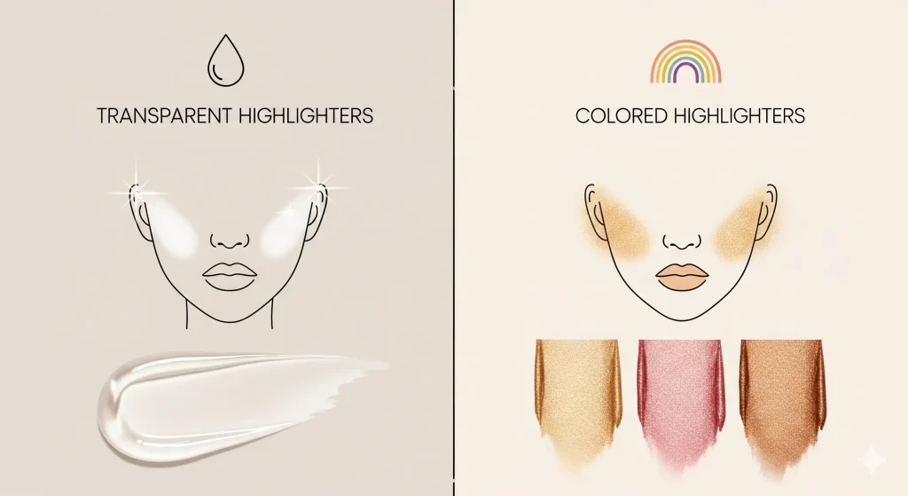 هایلایتر رنگی و شفاف