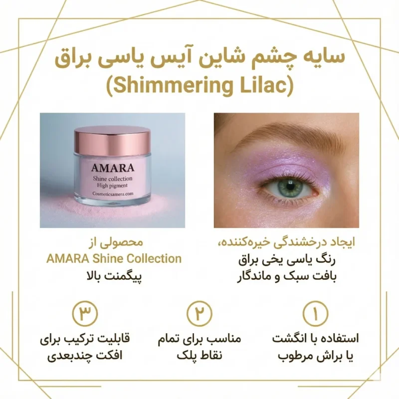 اینفوگرافی سایه چشم شاین آیس یاسی براق (Shimmering Lilac) - کد 6