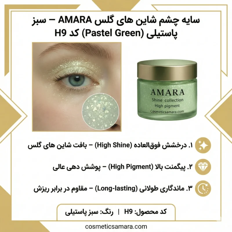اینفوگرافی سایه چشم شاین های گلس سبز پاستیلی (Pastel Green) - کد H9