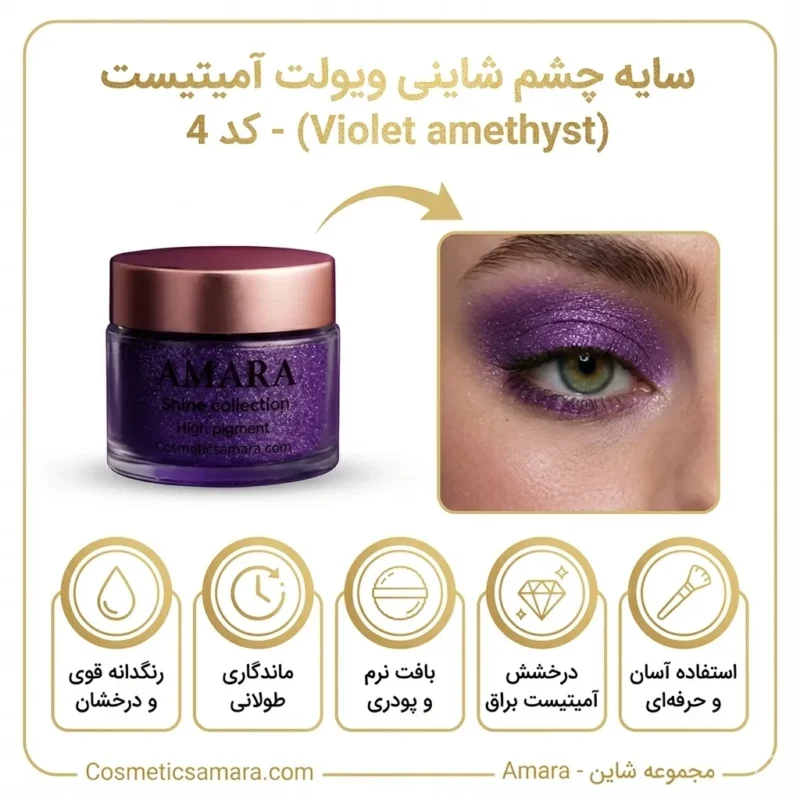 اینفوگرافی سایه چشم شاینی ویولت آمیتیست (Violet amethyst) - کد 4