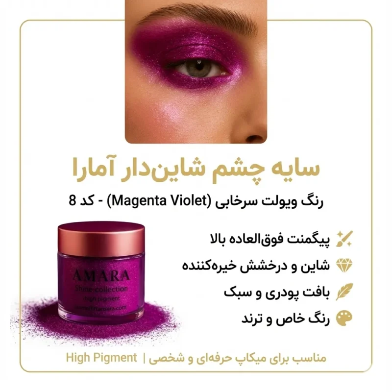 اینفوگرافی سایه چشم شاینی ویولت سرخابی (Magenta Violet) - کد 8