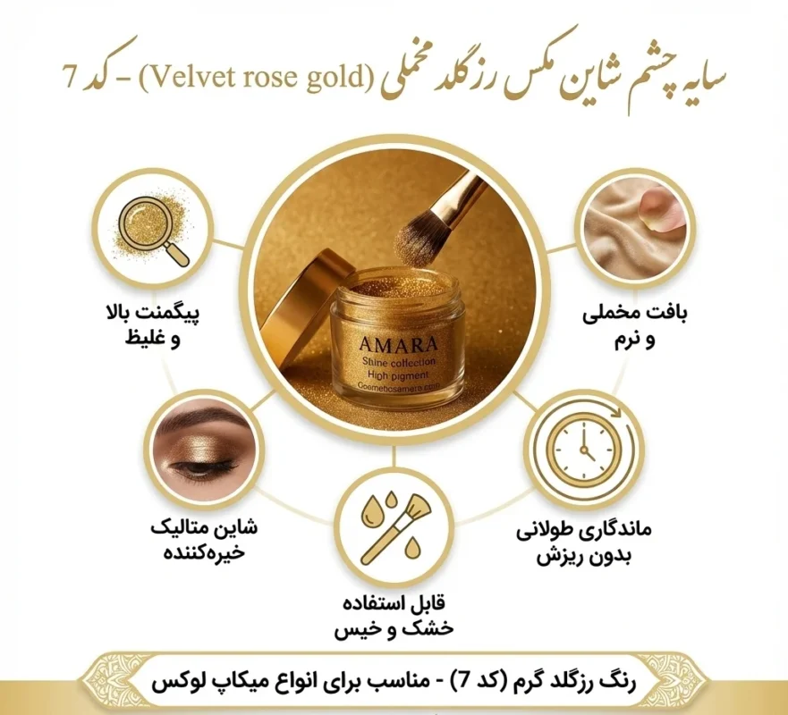 اینفوگرافی سایه چشم شاین مکس رزگلد مخملی (Velvet rose gold) - کد 7