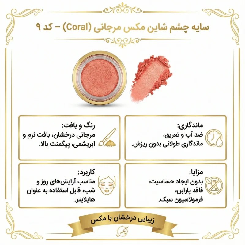 اینفوگرافی سایه چشم شاین مکس مرجانی (Coral) - کد 9